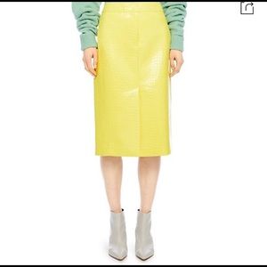 Tibi Croc Embossed Patent Skirt